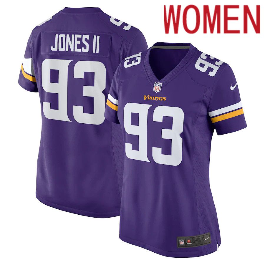 Women Minnesota Vikings #93 Patrick Jones II Nike Purple Game NFL Jersey->women nfl jersey->Women Jersey